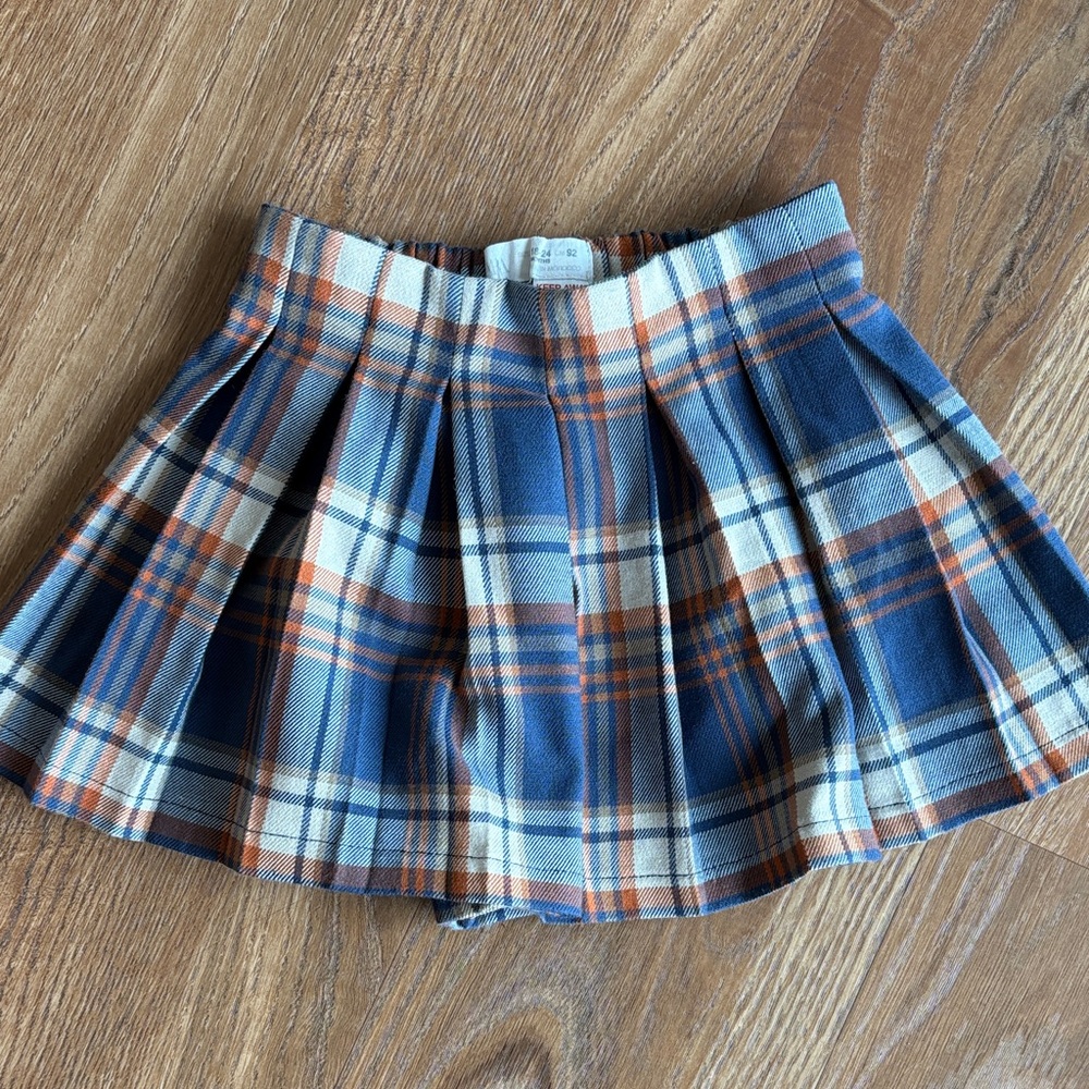 Plaid Blue and Orange Toddler Skort